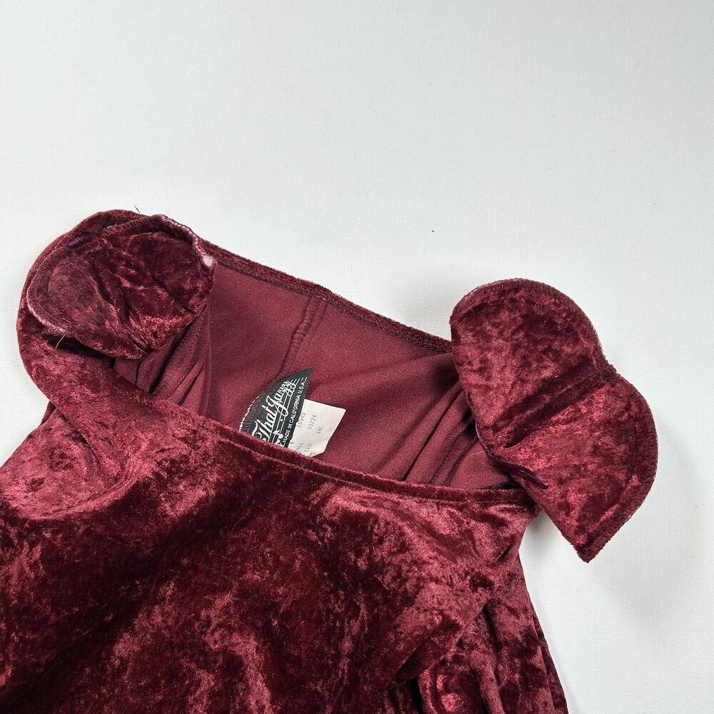 Vintage All That Jazz Crushed Velvet Bodycon Mini Dress 80s 90s Size S Burgundy - Picture 12 of 12